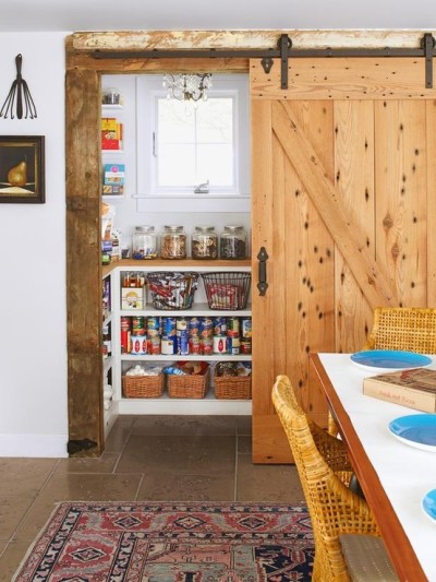 pantry with barn door