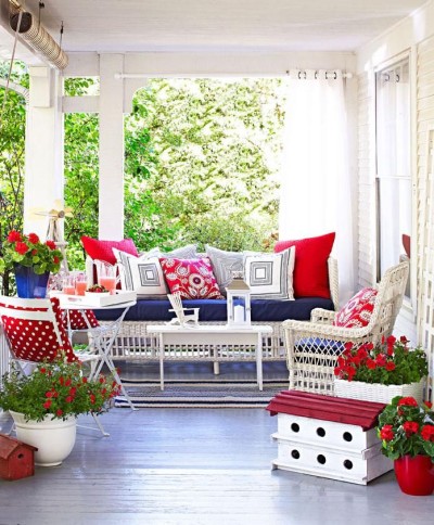 red, white and blue rooms