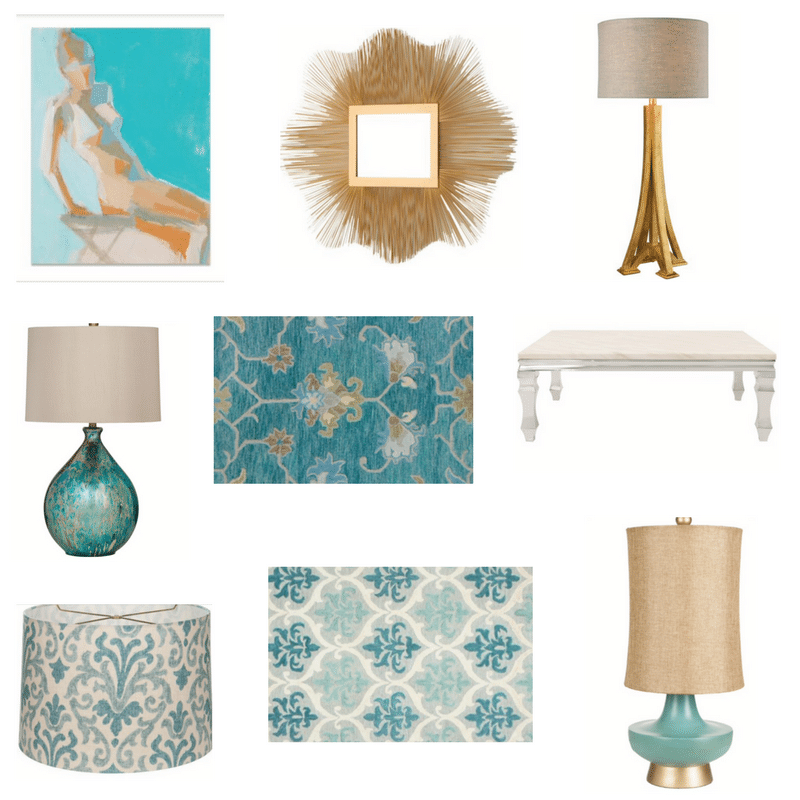 Glam coastal living room accessories