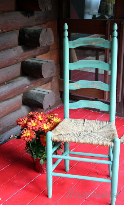 green chair, distressed