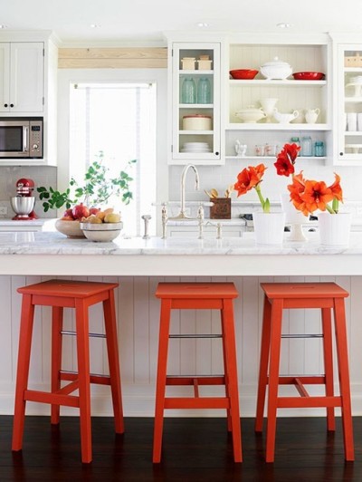 bright orange stools